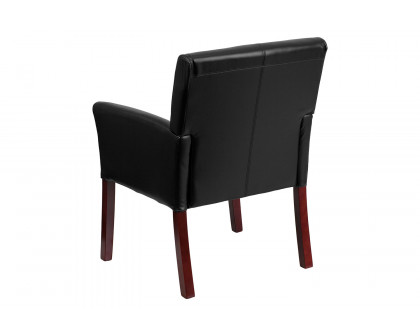 BLNK Taylor LeatherSoft Executive Side Reception Chair with Mahogany Legs - Black