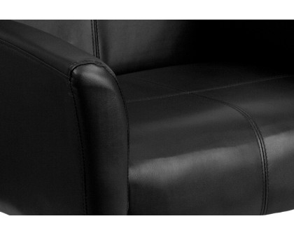 BLNK Taylor LeatherSoft Executive Side Reception Chair with Mahogany Legs - Black