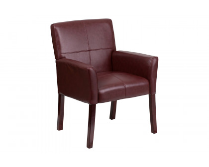 BLNK Taylor LeatherSoft Executive Side Reception Chair with Mahogany Legs - Burgundy