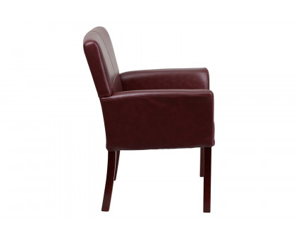 BLNK Taylor LeatherSoft Executive Side Reception Chair with Mahogany Legs - Burgundy