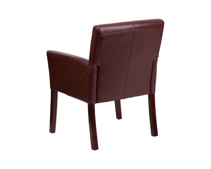 BLNK Taylor LeatherSoft Executive Side Reception Chair with Mahogany Legs - Burgundy