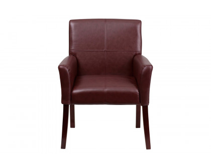 BLNK Taylor LeatherSoft Executive Side Reception Chair with Mahogany Legs - Burgundy