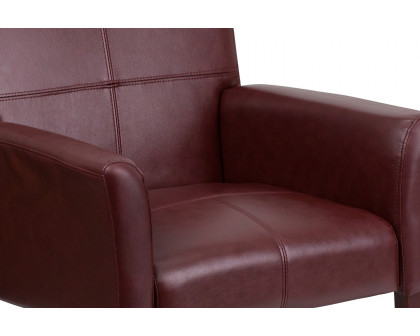 BLNK Taylor LeatherSoft Executive Side Reception Chair with Mahogany Legs - Burgundy