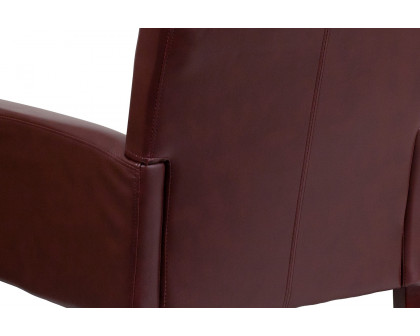 BLNK Taylor LeatherSoft Executive Side Reception Chair with Mahogany Legs - Burgundy