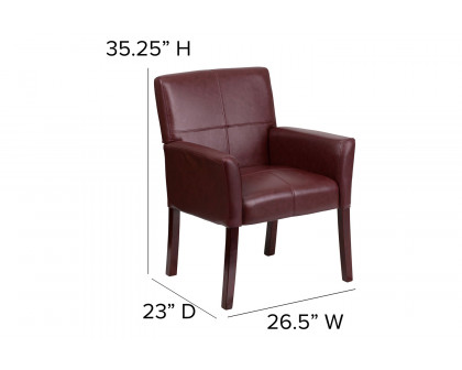 BLNK Taylor LeatherSoft Executive Side Reception Chair with Mahogany Legs - Burgundy