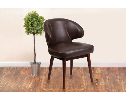 BLNK Comfort Back Series LeatherSoft Side Reception Chair with Walnut Legs