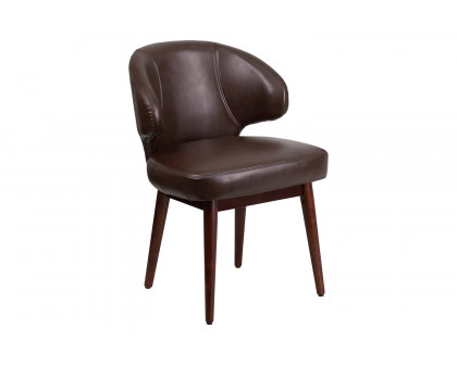 BLNK Comfort Back Series LeatherSoft Side Reception Chair with Walnut Legs - Brown