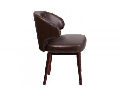 BLNK Comfort Back Series LeatherSoft Side Reception Chair with Walnut Legs - Brown