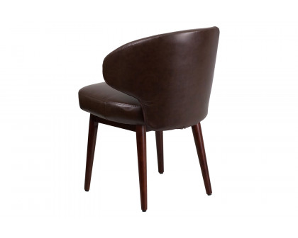 BLNK Comfort Back Series LeatherSoft Side Reception Chair with Walnut Legs - Brown