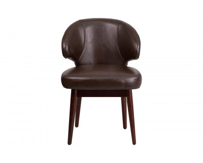 BLNK Comfort Back Series LeatherSoft Side Reception Chair with Walnut Legs - Brown