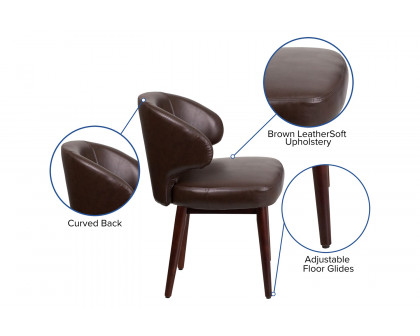 BLNK Comfort Back Series LeatherSoft Side Reception Chair with Walnut Legs - Brown