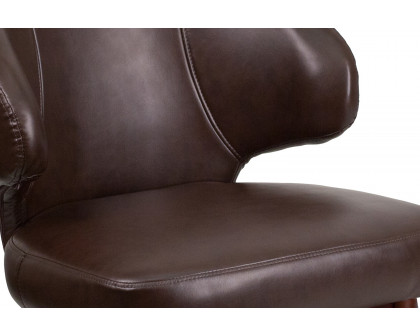 BLNK Comfort Back Series LeatherSoft Side Reception Chair with Walnut Legs - Brown