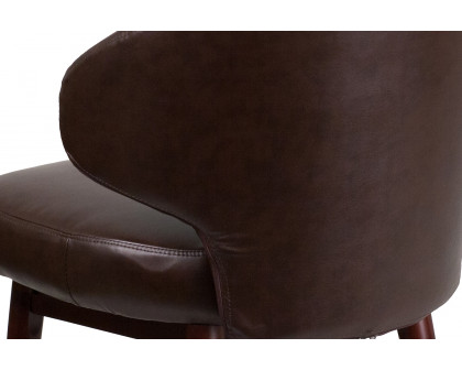 BLNK Comfort Back Series LeatherSoft Side Reception Chair with Walnut Legs - Brown