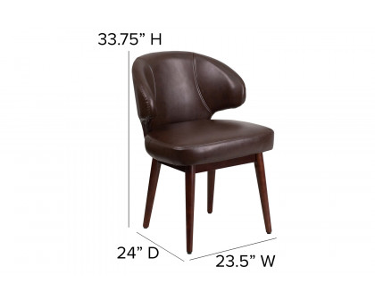 BLNK Comfort Back Series LeatherSoft Side Reception Chair with Walnut Legs - Brown