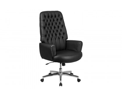 BLNK - Hansel LeatherSoft High-Back Traditional Tufted Executive Swivel Office Chair with Silver Welt Arms