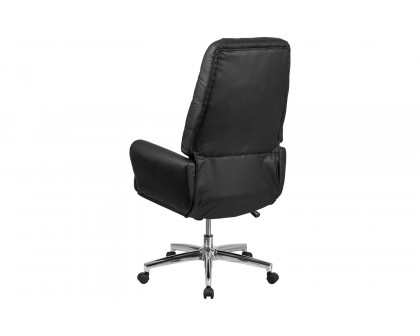 BLNK - Hansel LeatherSoft High-Back Traditional Tufted Executive Swivel Office Chair with Silver Welt Arms