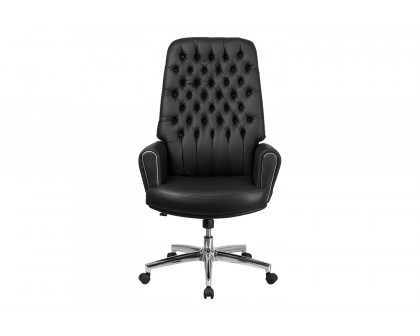 BLNK - Hansel LeatherSoft High-Back Traditional Tufted Executive Swivel Office Chair with Silver Welt Arms