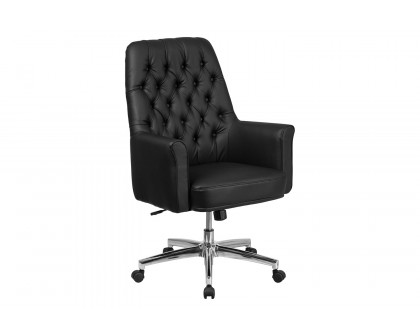 BLNK Hansel LeatherSoft Mid-Back Traditional Tufted Executive Swivel Office Chair with Arms