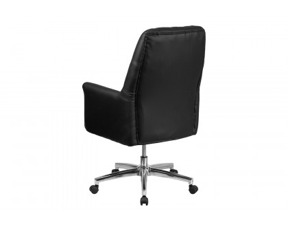 BLNK Hansel LeatherSoft Mid-Back Traditional Tufted Executive Swivel Office Chair with Arms - Black