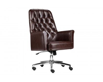 BLNK Hansel LeatherSoft Mid-Back Traditional Tufted Executive Swivel Office Chair with Arms