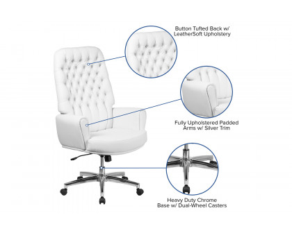 BLNK - Rochelle LeatherSoft High-Back Traditional Tufted Executive Swivel Office Chair with Arms