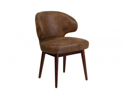 BLNK - Comfort Back Series Microfiber Side Reception Chair with Walnut Legs