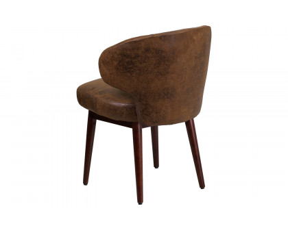 BLNK - Comfort Back Series Microfiber Side Reception Chair with Walnut Legs