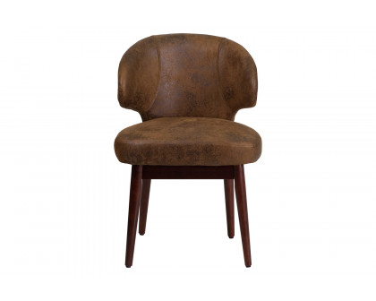 BLNK - Comfort Back Series Microfiber Side Reception Chair with Walnut Legs