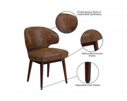 BLNK - Comfort Back Series Microfiber Side Reception Chair with Walnut Legs