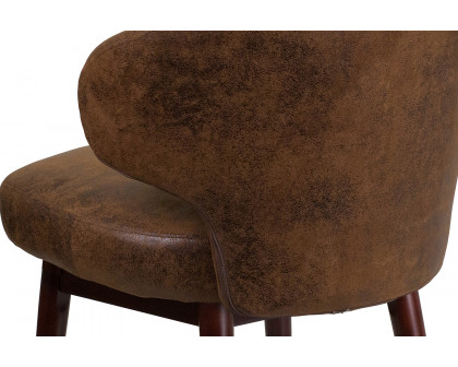 BLNK - Comfort Back Series Microfiber Side Reception Chair with Walnut Legs