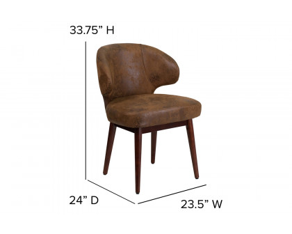 BLNK - Comfort Back Series Microfiber Side Reception Chair with Walnut Legs