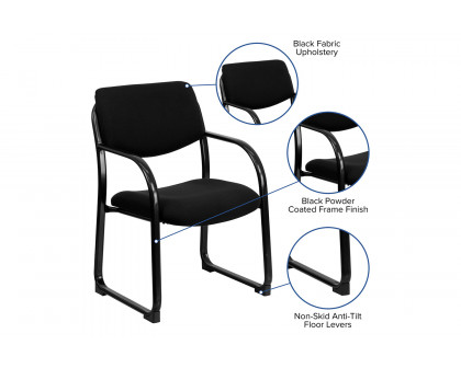 BLNK™ Richie Fabric Executive Side Reception Chair with Sled Base - Black