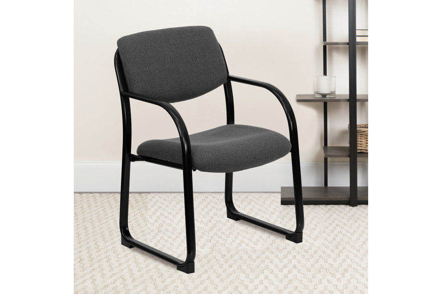 BLNK™ Richie Fabric Executive Side Reception Chair with Sled Base - Gray