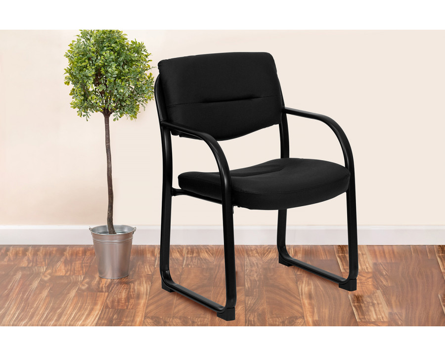 BLNK - Donny LeatherSoft Executive Side Reception Chair with Sled Base