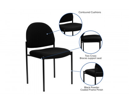 BLNK Tania Comfort Fabric Stackable Steel Side Reception Chair - Black