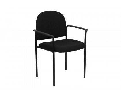 BLNK™ Tiffany Comfort Fabric Stackable Steel Side Reception Chair with Arms - Black