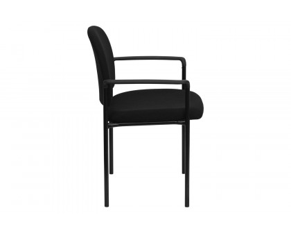 BLNK™ Tiffany Comfort Fabric Stackable Steel Side Reception Chair with Arms - Black