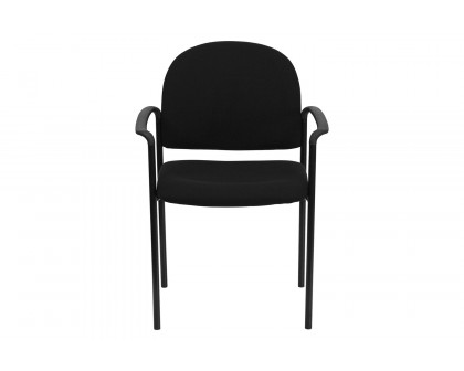 BLNK™ Tiffany Comfort Fabric Stackable Steel Side Reception Chair with Arms - Black