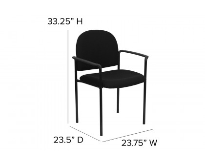 BLNK™ Tiffany Comfort Fabric Stackable Steel Side Reception Chair with Arms - Black