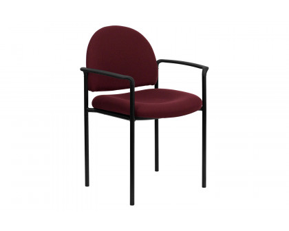 BLNK Tiffany Comfort Fabric Stackable Steel Side Reception Chair with Arms - Burgundy