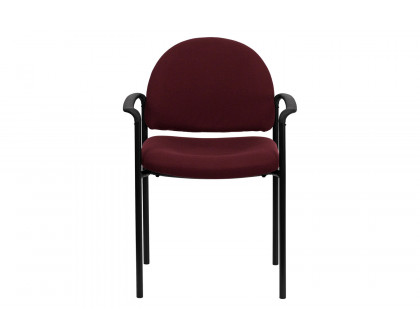 BLNK Tiffany Comfort Fabric Stackable Steel Side Reception Chair with Arms - Burgundy