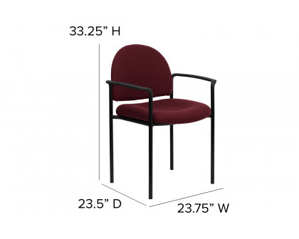 BLNK Tiffany Comfort Fabric Stackable Steel Side Reception Chair with Arms - Burgundy