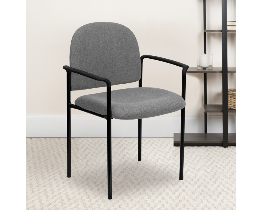 BLNK Tiffany Comfort Fabric Stackable Steel Side Reception Chair with Arms - Gray