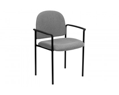 BLNK Tiffany Comfort Fabric Stackable Steel Side Reception Chair with Arms - Gray