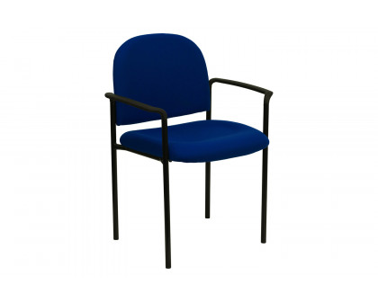 BLNK™ Tiffany Comfort Fabric Stackable Steel Side Reception Chair with Arms - Navy