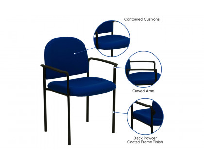 BLNK™ Tiffany Comfort Fabric Stackable Steel Side Reception Chair with Arms - Navy