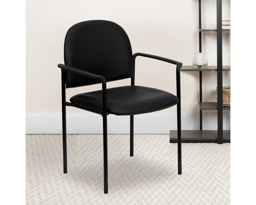 BLNK - Tiffany Comfort Vinyl Stackable Steel Side Reception Chair with Arms