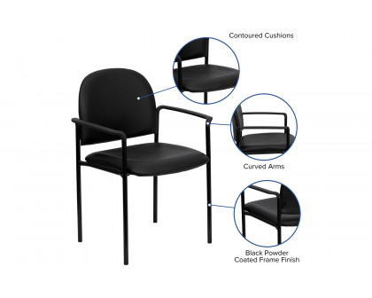 BLNK - Tiffany Comfort Vinyl Stackable Steel Side Reception Chair with Arms