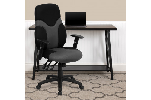 Flash Furniture Ergonomic Mesh Office Chair with Synchro-Tilt, Pivot  Adjustable Headrest, Lumbar Support, Coat Hanger & Adjustable  Arms-Gray/Black 