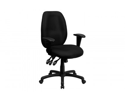 BLNK Rochelle Fabric High-Back Multifunction Ergonomic Executive Swivel Office Chair with Adjustable Arms - Black